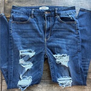 Wax Jean Distressed Blue Jeans